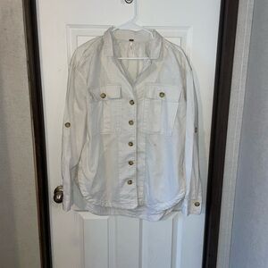 Free People White Utility Jacket Lightweight Military Style